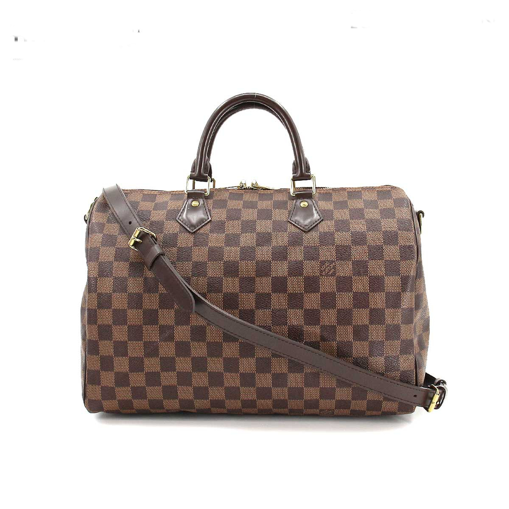 Louis Vuitton Damier Speedy 35 Hand Bag Ebene Brown Gold Hardware